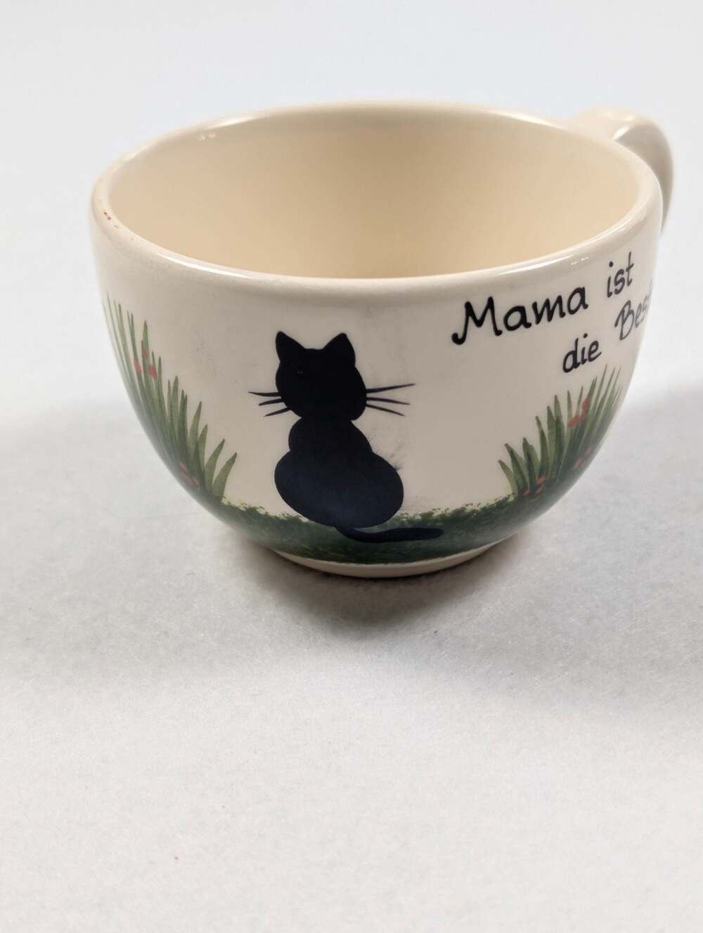 Cullmann Keramik Hand-Painted Ceramic Cat Coffee Mug 'Mama ist die Beste'